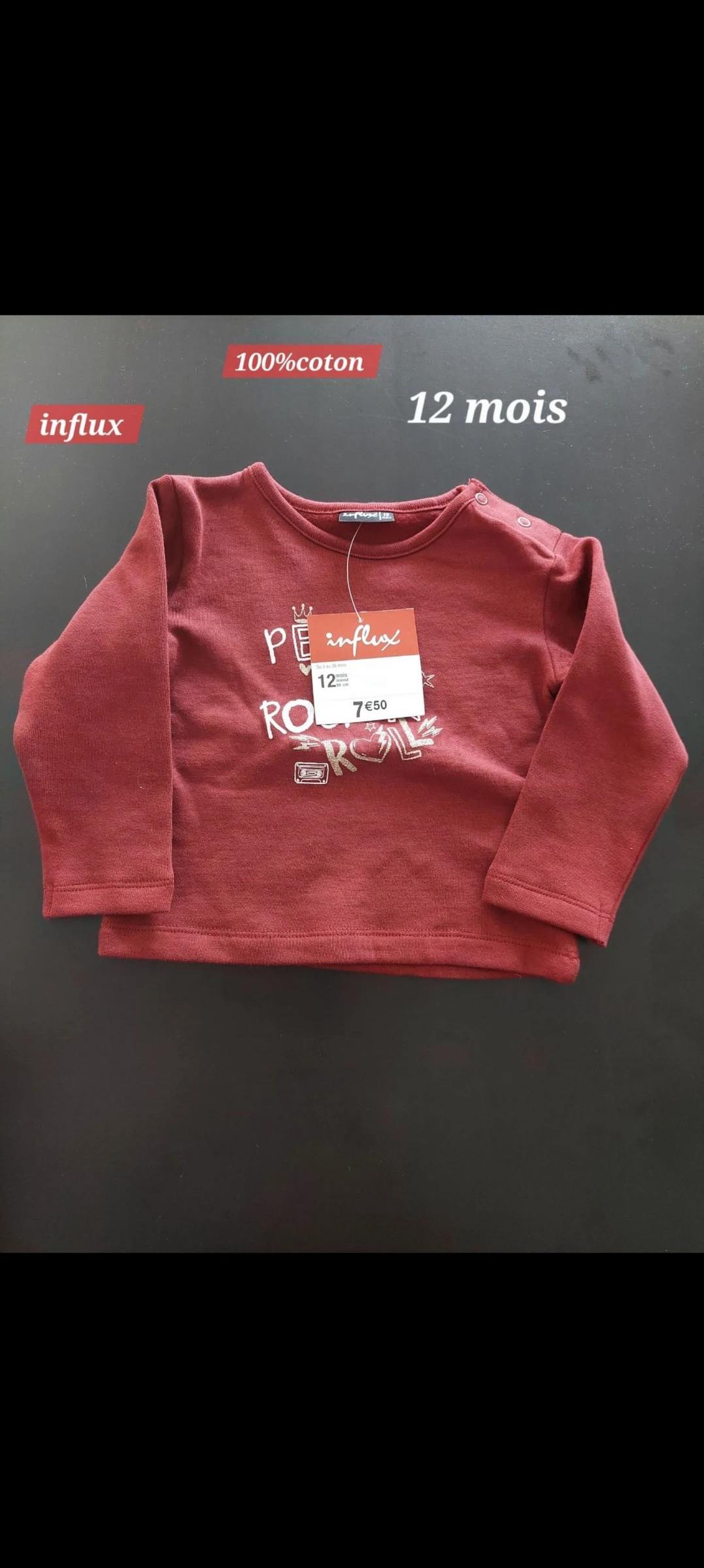 Pull bordeaux influx fille 12 mois 